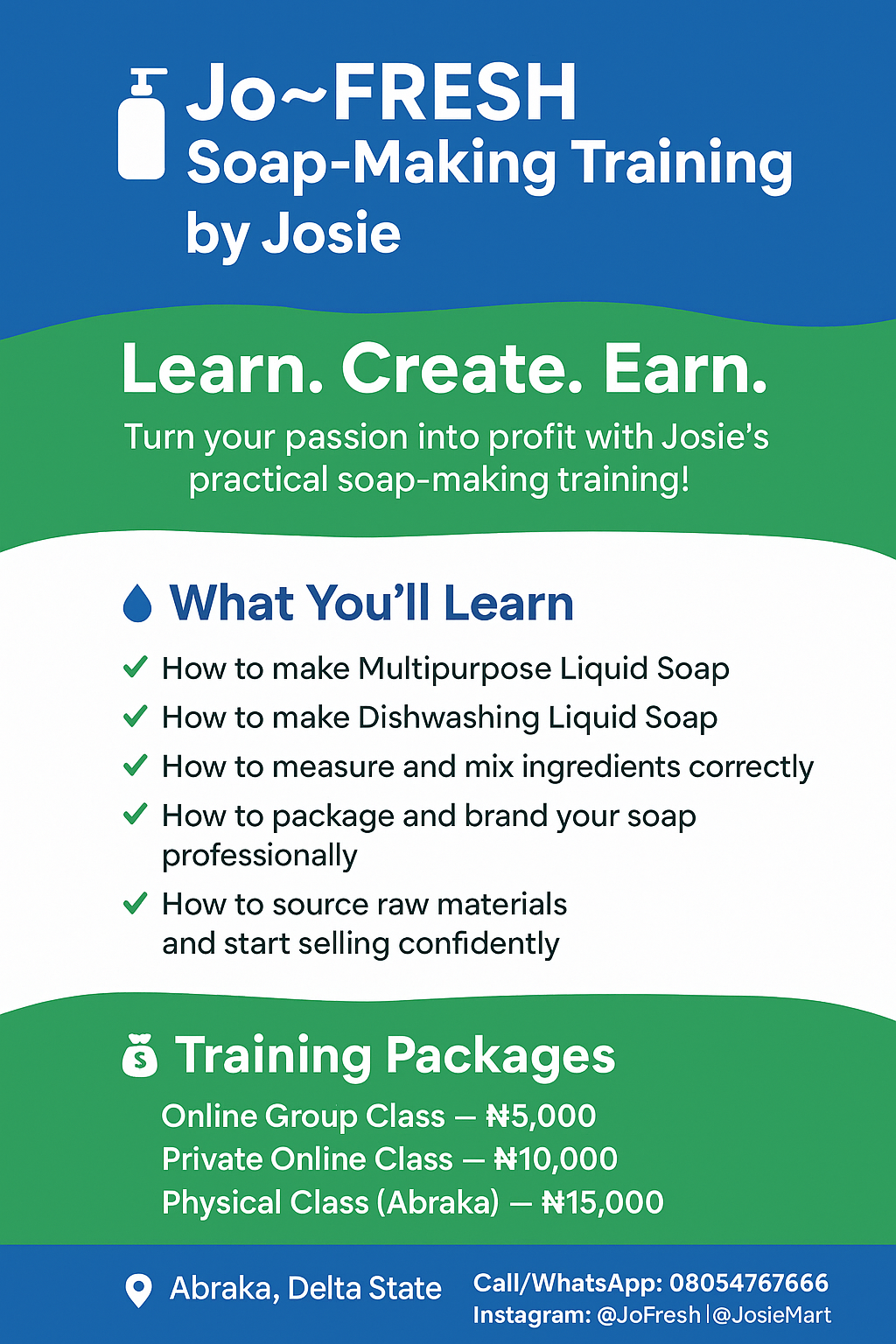 Training on how to produce multipurpose liquid soap and dish